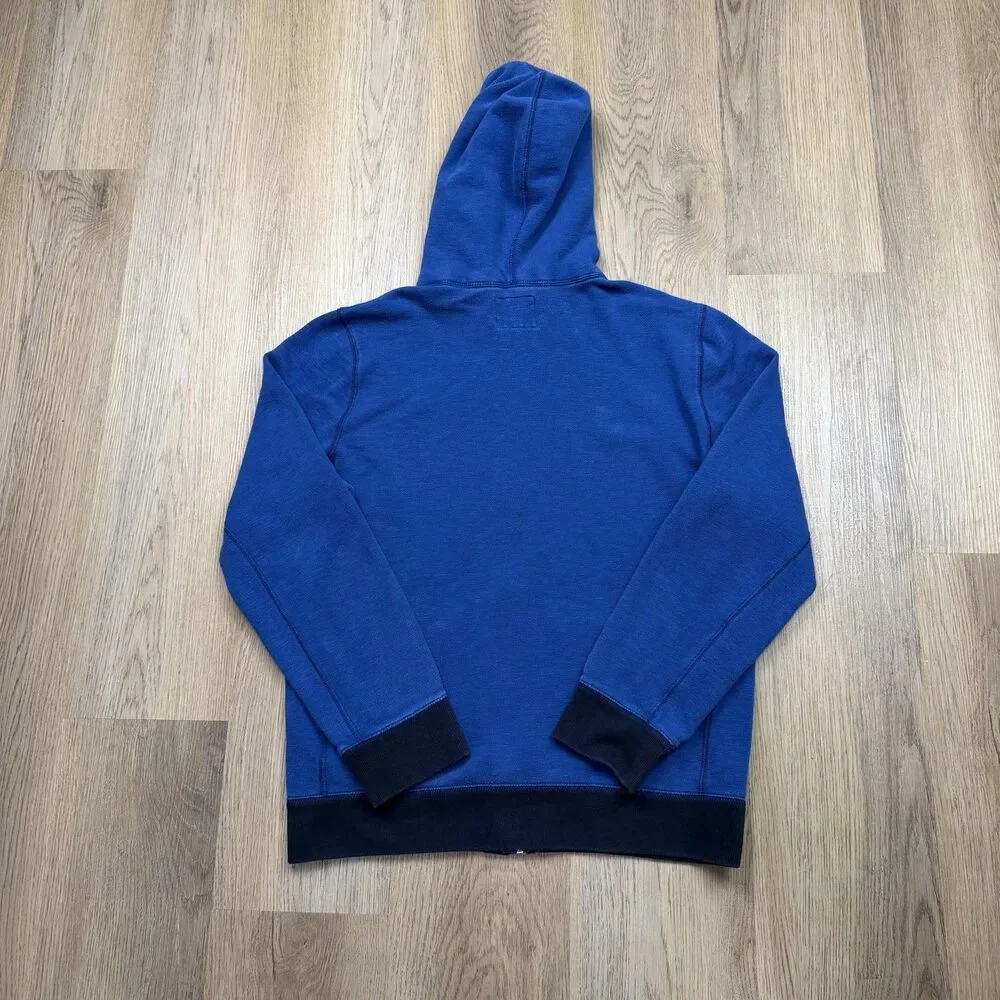 Abercrombie & Fitch Hoodie Mens Small Blue Full Zip Fleece Moose Logo Lined